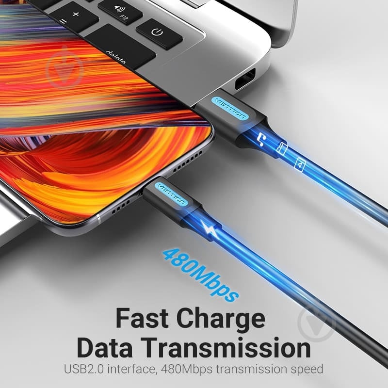 Кабель Vention 0,5 м чорний (CORBD) - фото 9