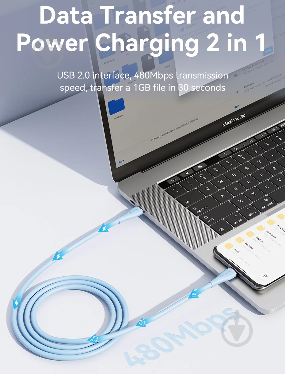 Кабель Vention 1 м блакитний (TAWSF) - фото 10