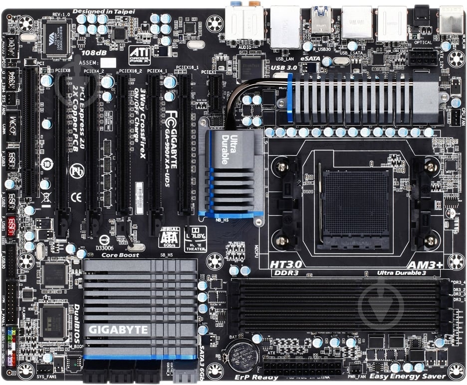 Материнська плата Gigabyte GA-990FXA-UD5 (Socket AM3+, AMD 990FX, ATX) - фото 1