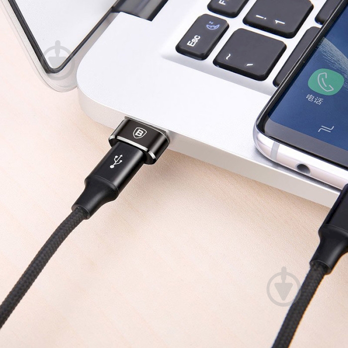 Адаптер BASEUS Mini Type-C female/USB CAAOTG-01 черный (1011137) - фото 5