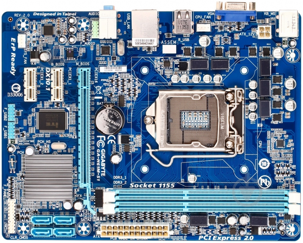 Материнская плата Gigabyte GA-H61M-S1 (Socket 1155, Intel H61, mirco ATX) - фото 1