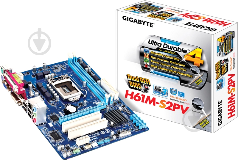 Материнская плата Gigabyte GA-H61M-S2PV (Socket 1155, Intel H61, mirco ATX) - фото 4 Материнская плата Gigabyte GA-H61M-S2PV (Socket 1155, Intel H61, mirco ATX) - фото 4