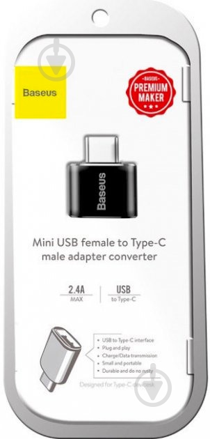 Адаптер BASEUS Mini Type-C to USB CATOTG-01 черный (1011187) - фото 6
