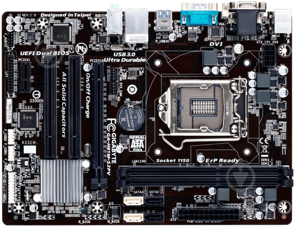 Материнська плата Gigabyte GA-H81M-S2PV (Socket 1150, Intel H81, mirco ATX) - фото 1 Материнська плата Gigabyte GA-H81M-S2PV (Socket 1150, Intel H81, mirco ATX) - фото 1