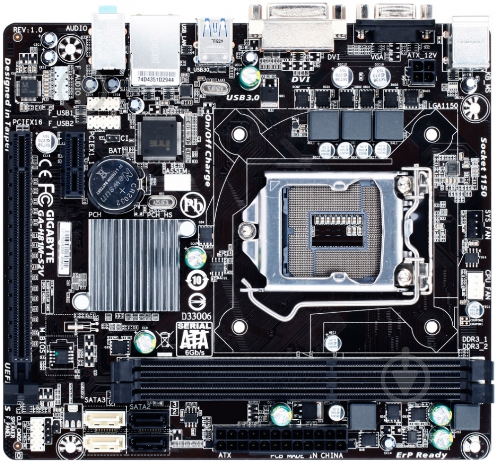 Материнская плата Gigabyte GA-H81M-S2V (Socket 1150, Intel H81, mirco ATX) - фото 1