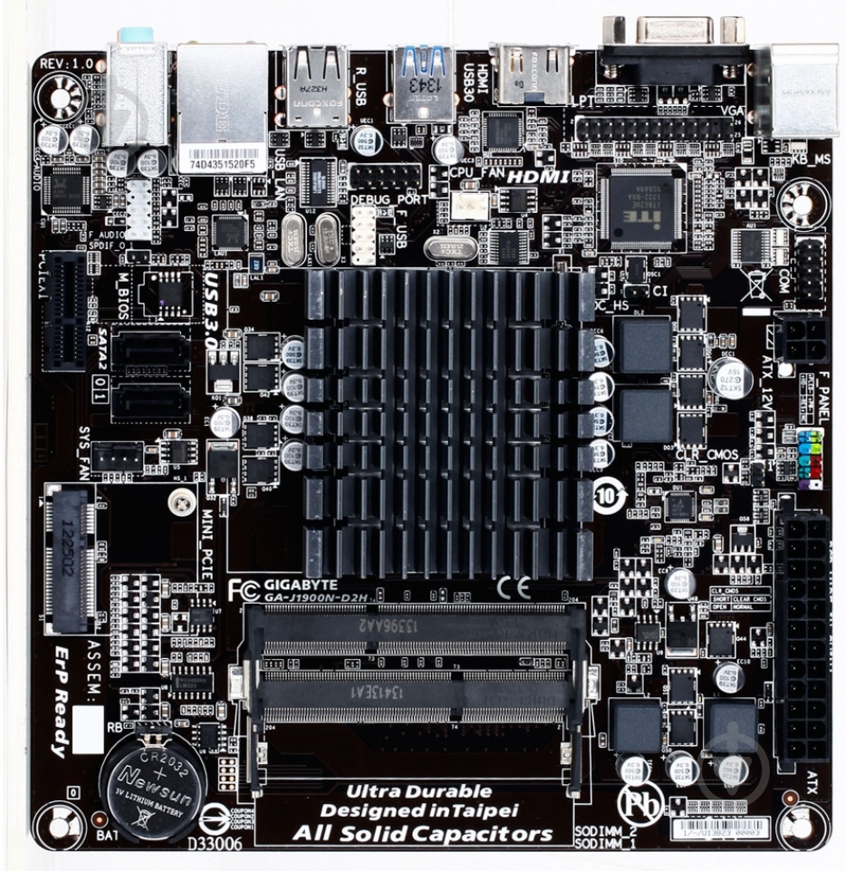 Материнська плата Gigabyte GA-J1900N-D2H (Integrated CPU, SoC, mini ITX) - фото 1