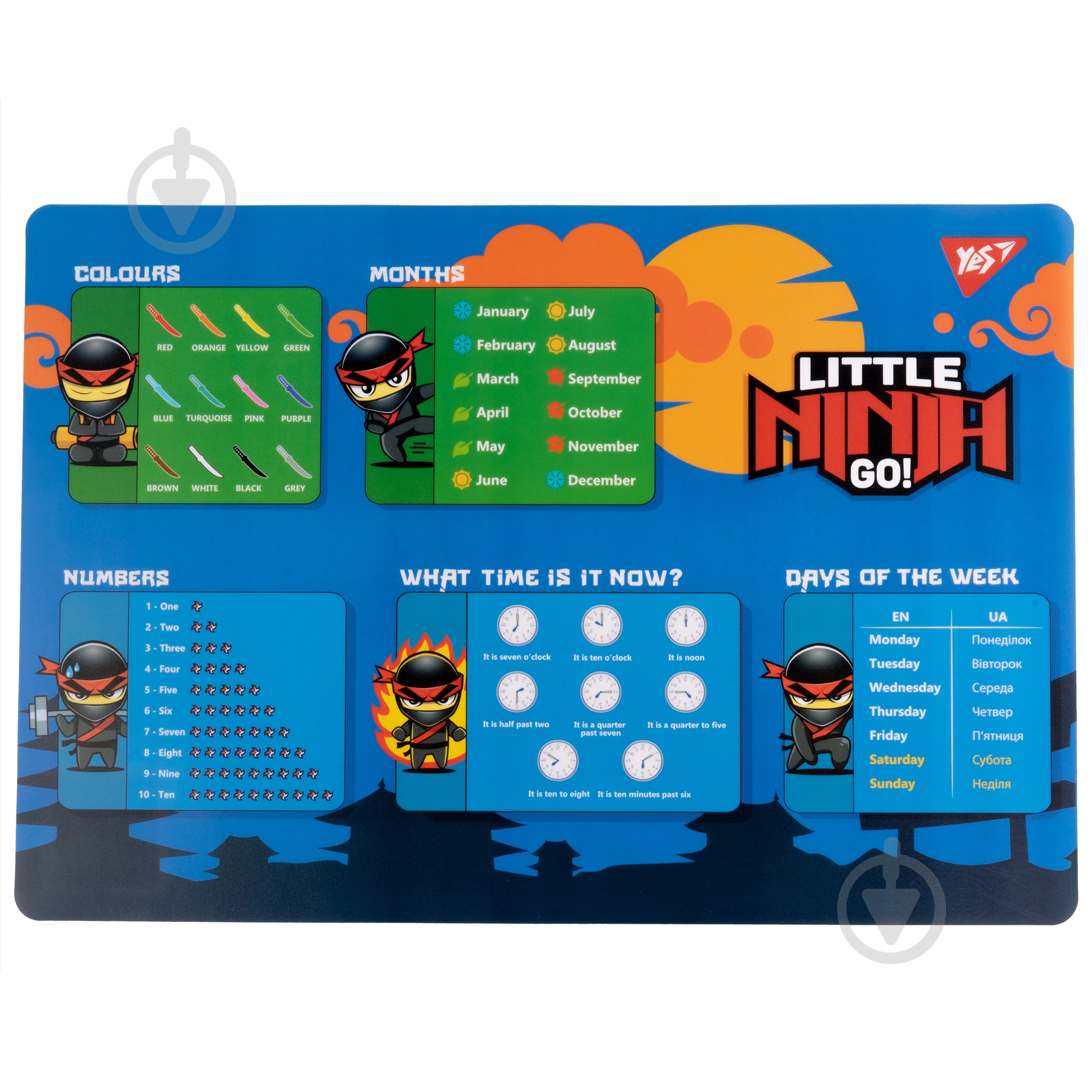 Подкладка настольная Ninja английский YES - фото 1