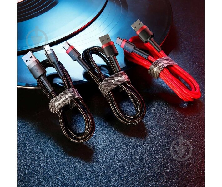 Кабель BASEUS Cafule USB to Type-C 3A (CATKLF-BG1) 1 м чорний (491798) - фото 8 Кабель BASEUS Cafule USB to Type-C 3A (CATKLF-BG1) 1 м чорний (491798) - фото 8