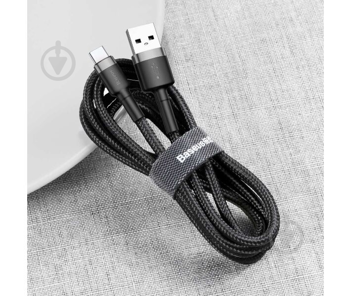 Кабель BASEUS Cafule USB to Type-C 3A (CATKLF-BG1) 1 м чорний (491798) - фото 6 Кабель BASEUS Cafule USB to Type-C 3A (CATKLF-BG1) 1 м чорний (491798) - фото 6