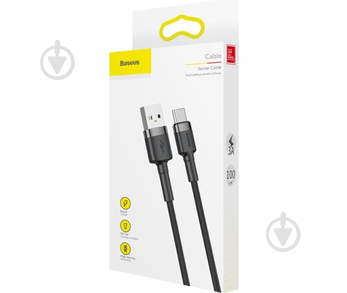 Кабель BASEUS Cafule USB to Type-C 3A (CATKLF-BG1) 1 м чорний (491798) - фото 9 Кабель BASEUS Cafule USB to Type-C 3A (CATKLF-BG1) 1 м чорний (491798) - фото 9