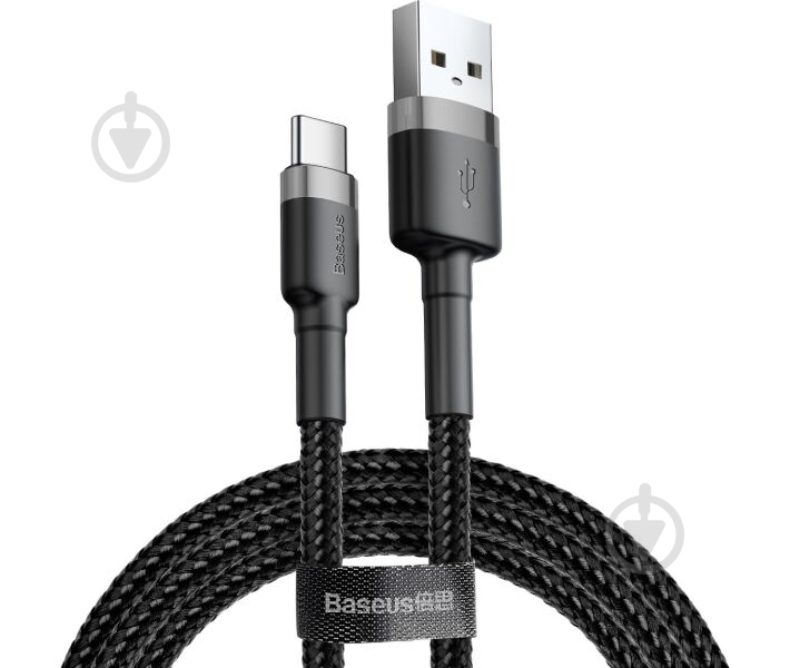 Кабель BASEUS Cafule USB to Type-C 3A (CATKLF-BG1) 1 м чорний (491798) - фото 2 Кабель BASEUS Cafule USB to Type-C 3A (CATKLF-BG1) 1 м чорний (491798) - фото 2