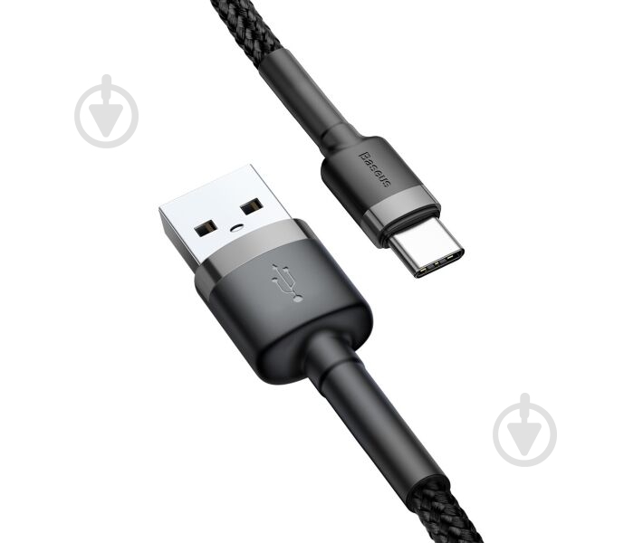 Кабель BASEUS Cafule USB to Type-C 3A (CATKLF-BG1) 1 м чорний (491798) - фото 1 Кабель BASEUS Cafule USB to Type-C 3A (CATKLF-BG1) 1 м чорний (491798) - фото 1