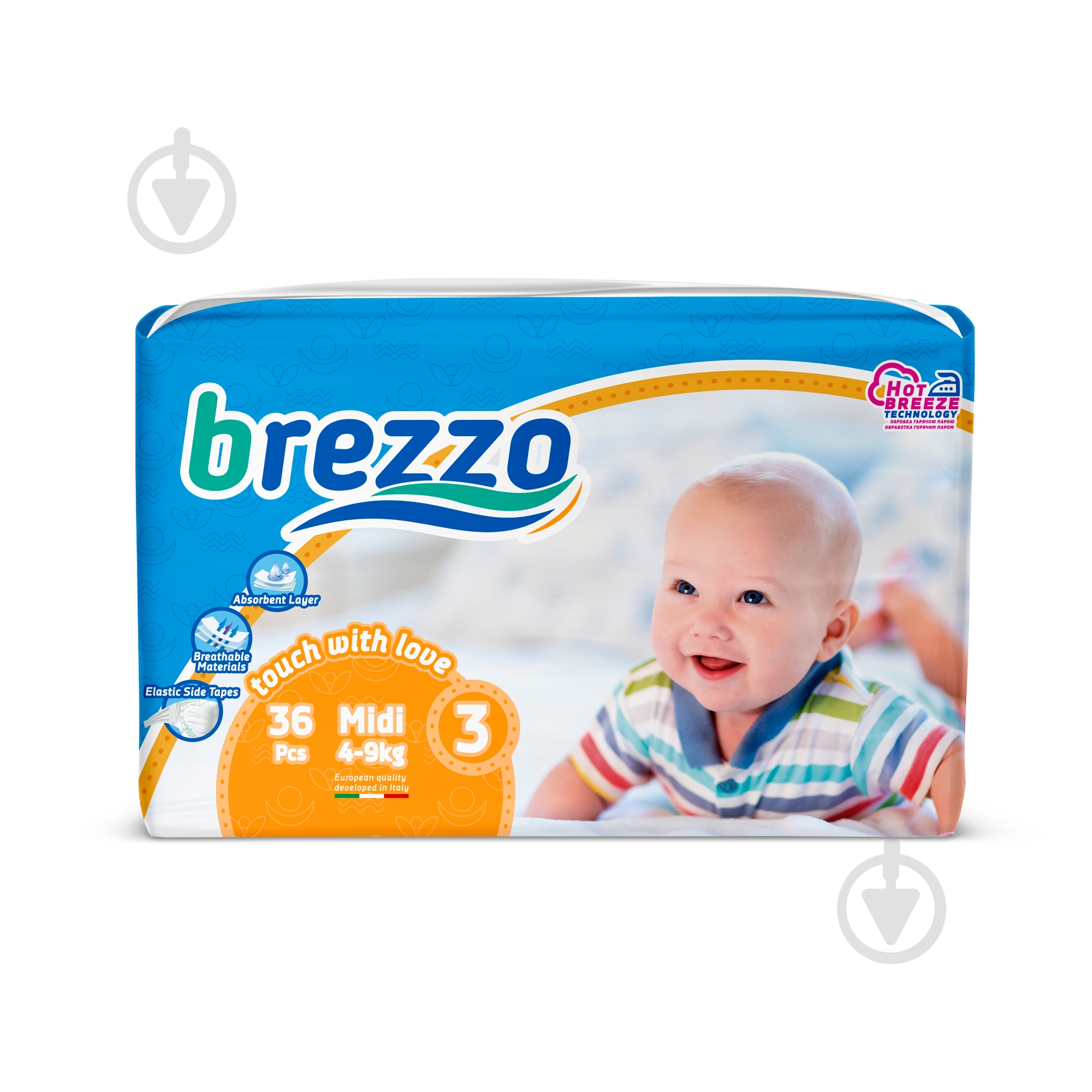 Подгузники Brezzo Midi 3 4-9 кг 36 шт. - фото 1