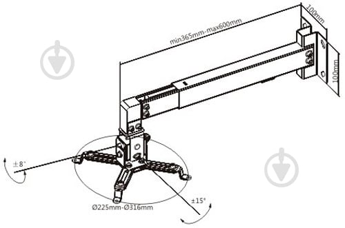 Крепление для проектора Brateck PRB-2W BLACK - фото 2 Крепление для проектора Brateck PRB-2W BLACK - фото 2