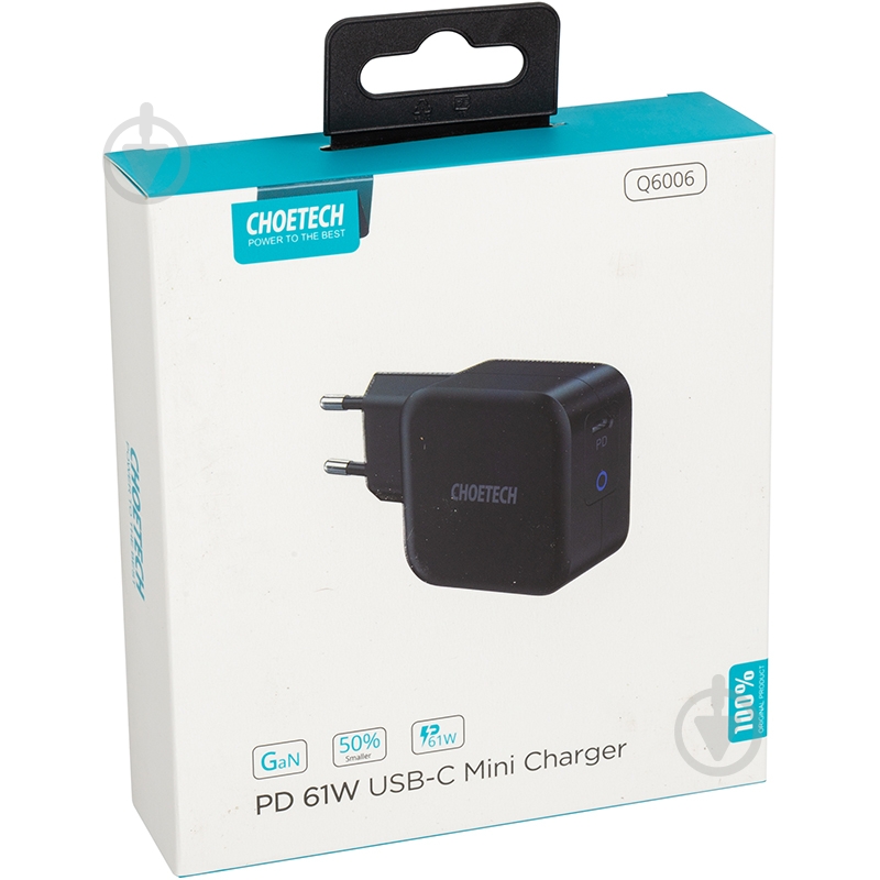 Зарядное устройство Choetech GaN USB Type-C + Type-C кабель, 61W, PD - фото 6 Зарядное устройство Choetech GaN USB Type-C + Type-C кабель, 61W, PD - фото 6