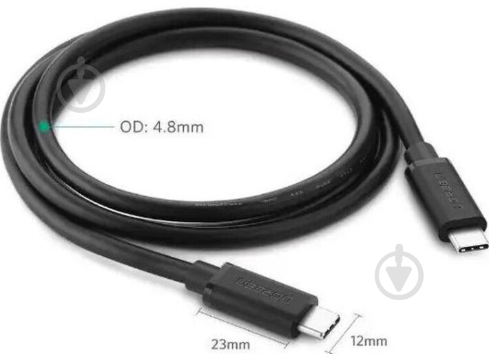 Кабель UGREEN US286 Type-C toType-C 3A 1,5 м чорний (976968) - фото 5