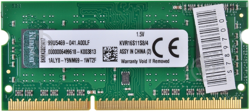 Оперативная память SODIMM DDR3 4 GB (1x4GB) 1600 MHz (KVR16S11S8/4) - фото 1 Оперативная память SODIMM DDR3 4 GB (1x4GB) 1600 MHz (KVR16S11S8/4) - фото 1
