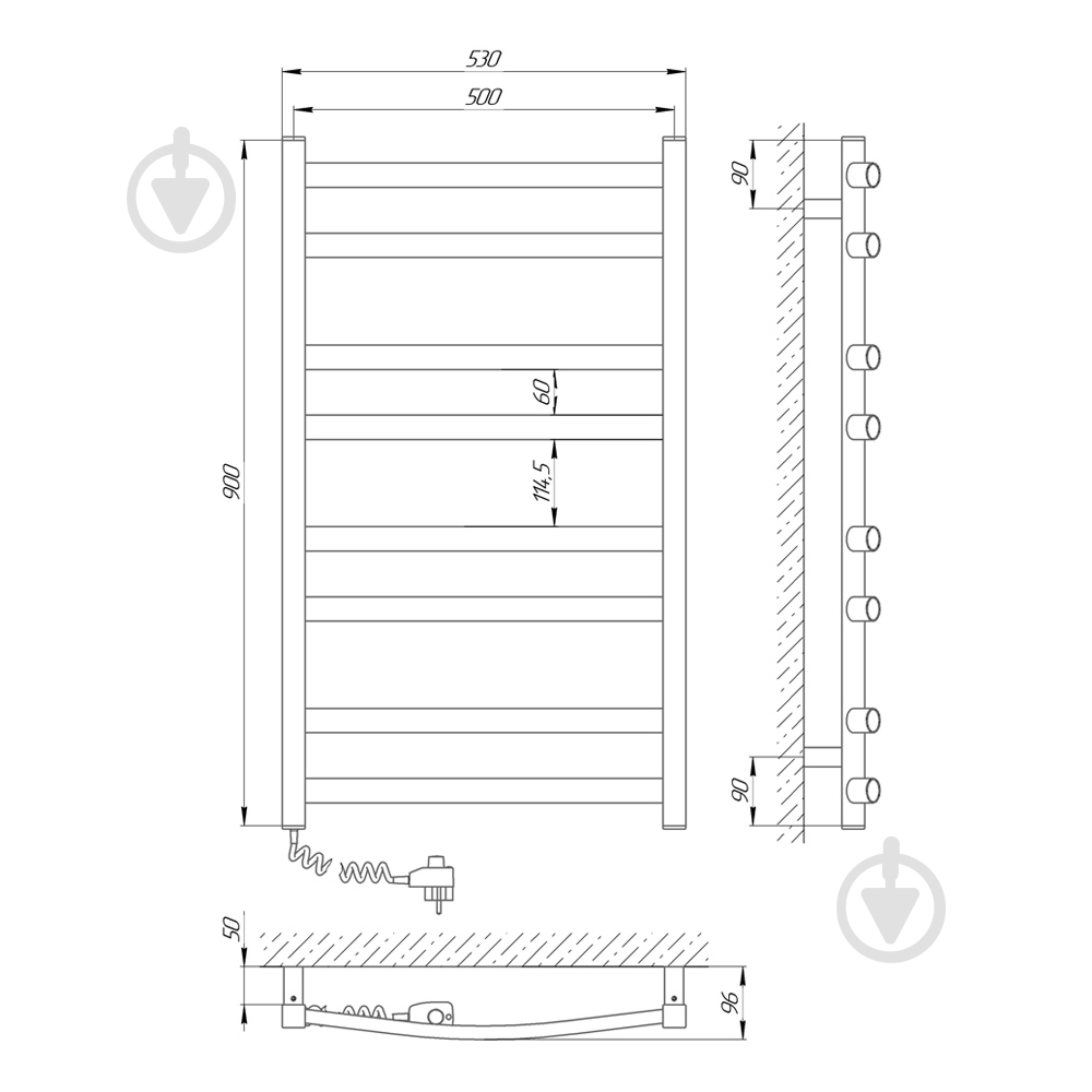 Полотенцесушитель Laris Атлант ЧФ8 500х900 Е Л 73207410 - фото 5