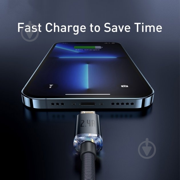 Кабель BASEUS USB to Lightning 2.4A (CAJY000101) 2 м чорний (948088) - фото 3