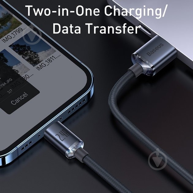 Кабель BASEUS USB to Lightning 2.4A (CAJY000101) 2 м чорний (948088) - фото 7