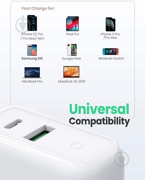 Зарядное устройство UGREEN CD170 36 W USB + Type-C Charger White - фото 5 Зарядное устройство UGREEN CD170 36 W USB + Type-C Charger White - фото 5