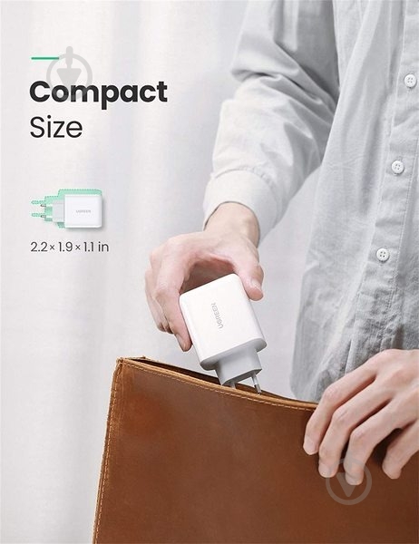 Зарядное устройство UGREEN CD170 36 W USB + Type-C Charger White - фото 7 Зарядное устройство UGREEN CD170 36 W USB + Type-C Charger White - фото 7