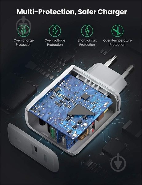 Зарядное устройство UGREEN CD170 36 W USB + Type-C Charger White - фото 6 Зарядное устройство UGREEN CD170 36 W USB + Type-C Charger White - фото 6