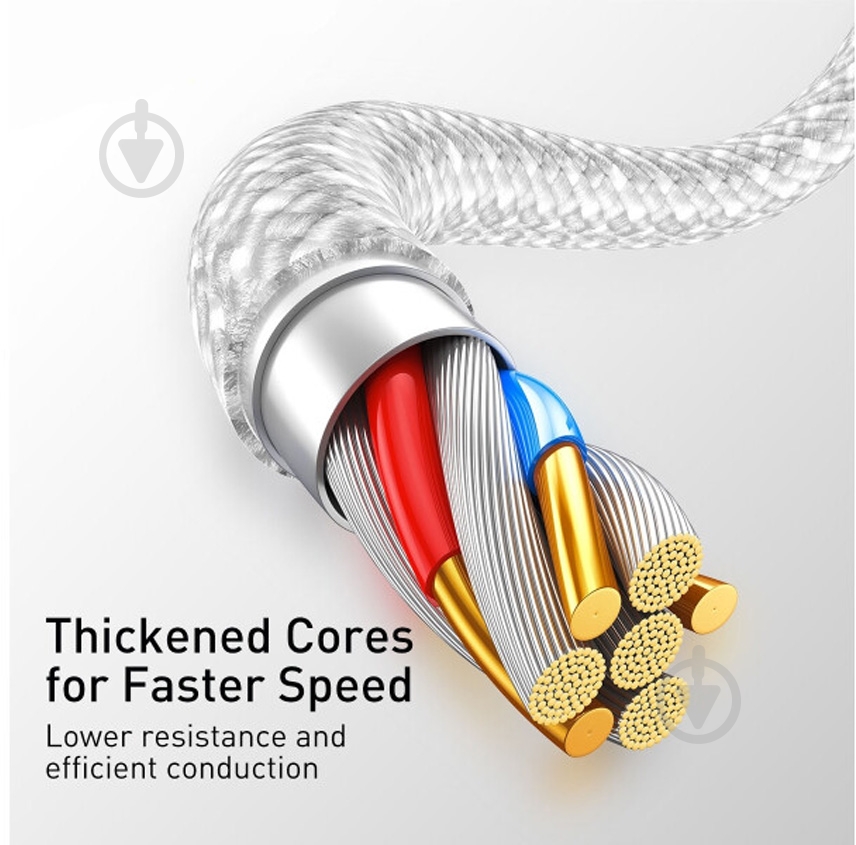 Кабель BASEUS USB to Lightning 2.4A (CALD000402) 1 м белый (1011154) - фото 4 Кабель BASEUS USB to Lightning 2.4A (CALD000402) 1 м белый (1011154) - фото 4
