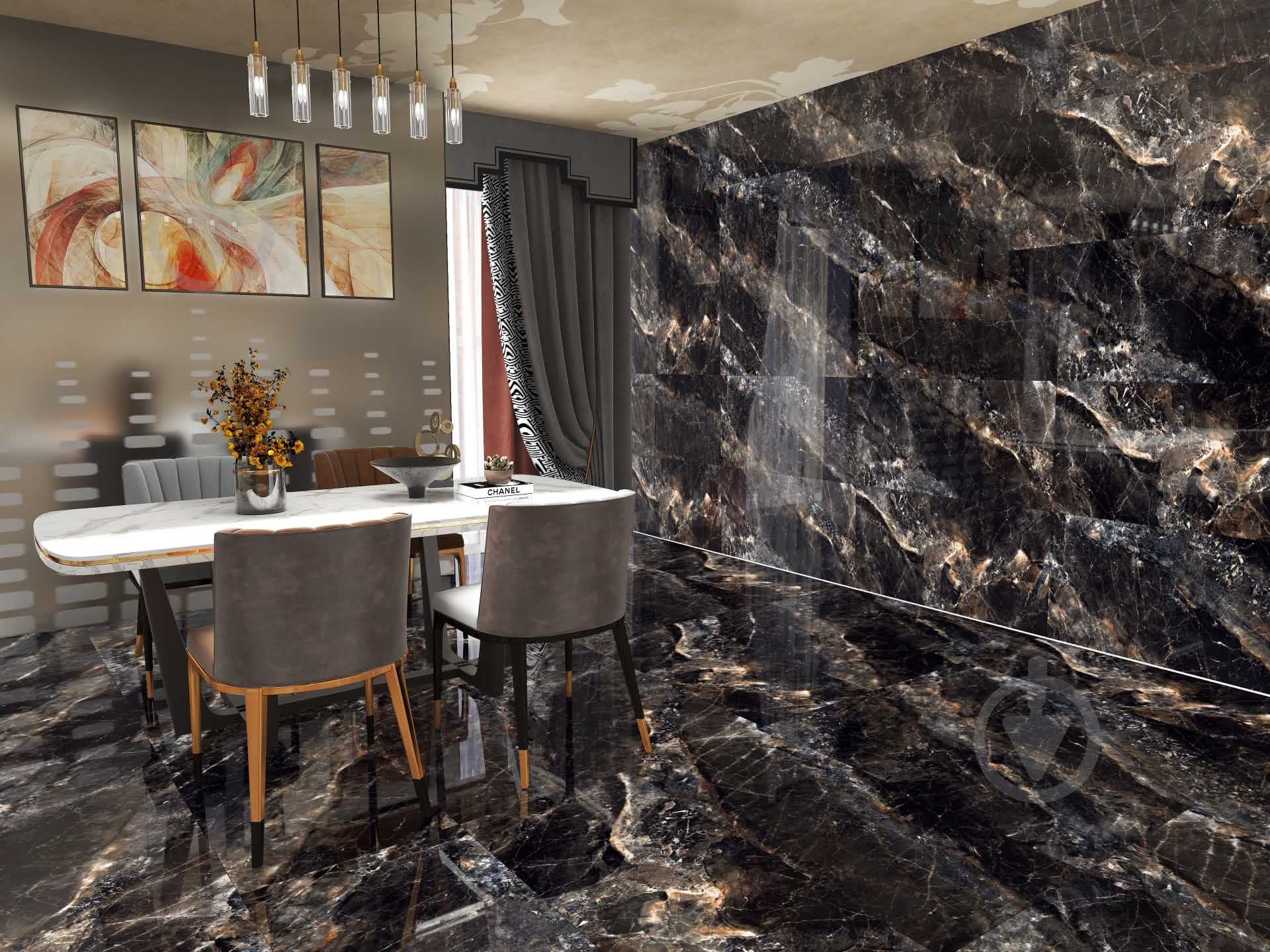 Плитка Cerossa Ceramica Allure black high glossy 60x120 см - фото 7