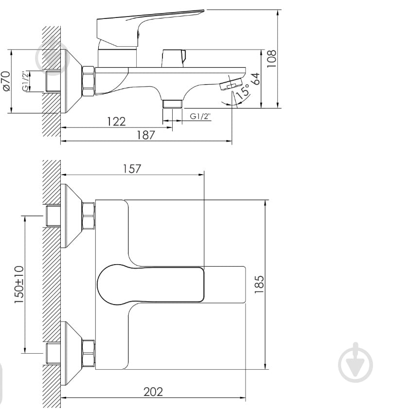 Змішувач для ванни Imprese LORETA, чорний матовий - фото 2 Змішувач для ванни Imprese LORETA, чорний матовий - фото 2