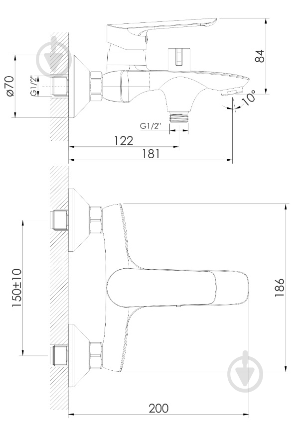 Смеситель для ванны Imprese BLANICE, чорний матовый - фото 2 Смеситель для ванны Imprese BLANICE, чорний матовый - фото 2