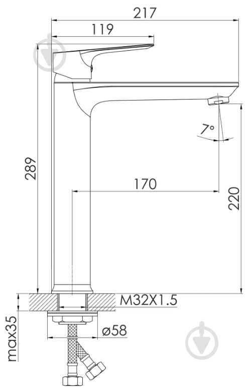 Смеситель для умывальника Imprese LORETA высокий, чорний матовий, 35 мм - фото 2 Смеситель для умывальника Imprese LORETA высокий, чорний матовий, 35 мм - фото 2