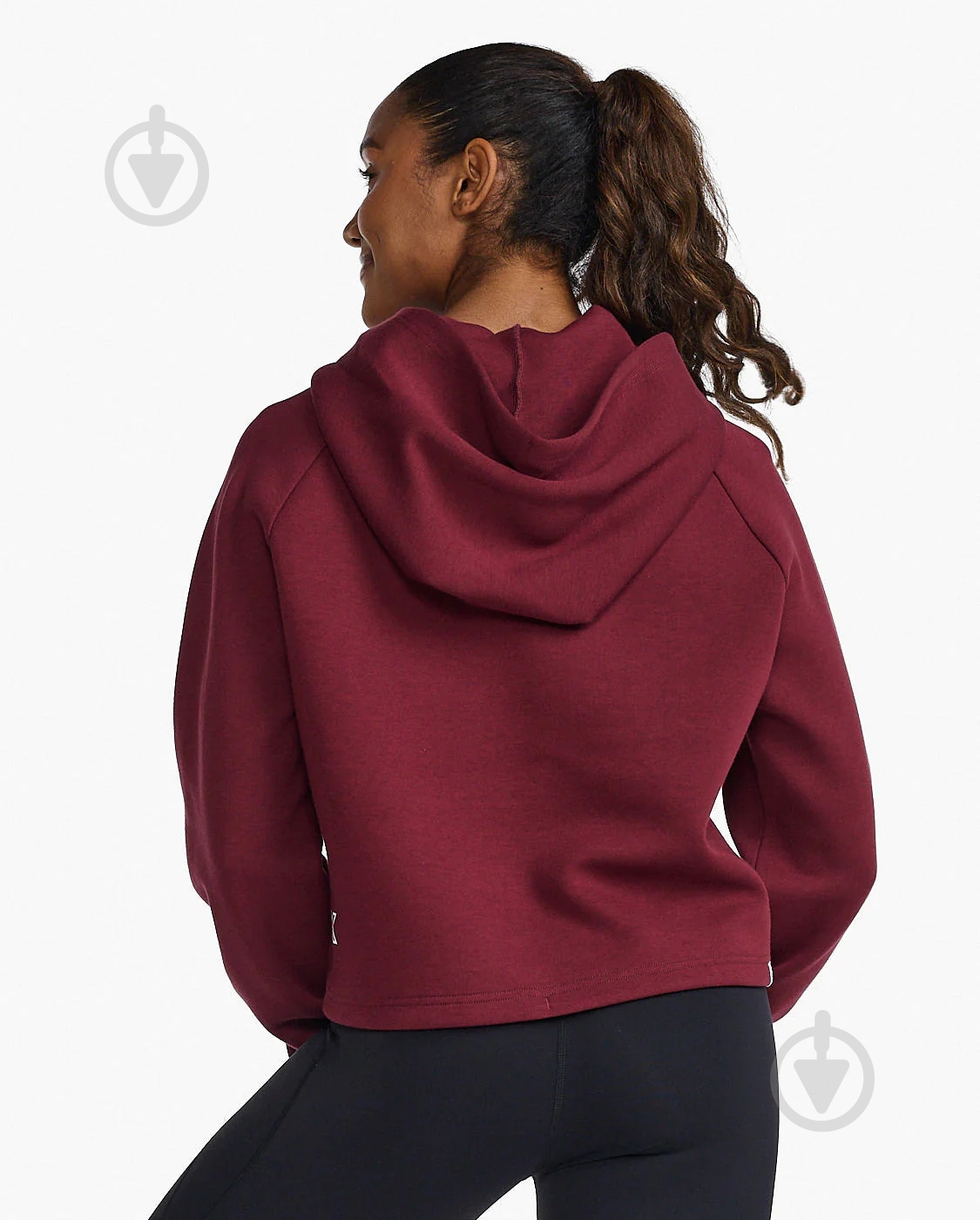 Джемпер 2XU Form Crop Hoodie WR6996a_TRU/WHT р.XS бордовий - фото 2