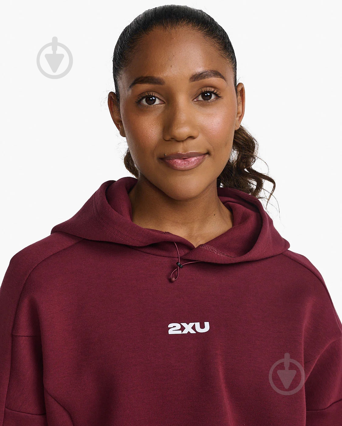 Джемпер 2XU Form Crop Hoodie WR6996a_TRU/WHT р.XS бордовий - фото 8