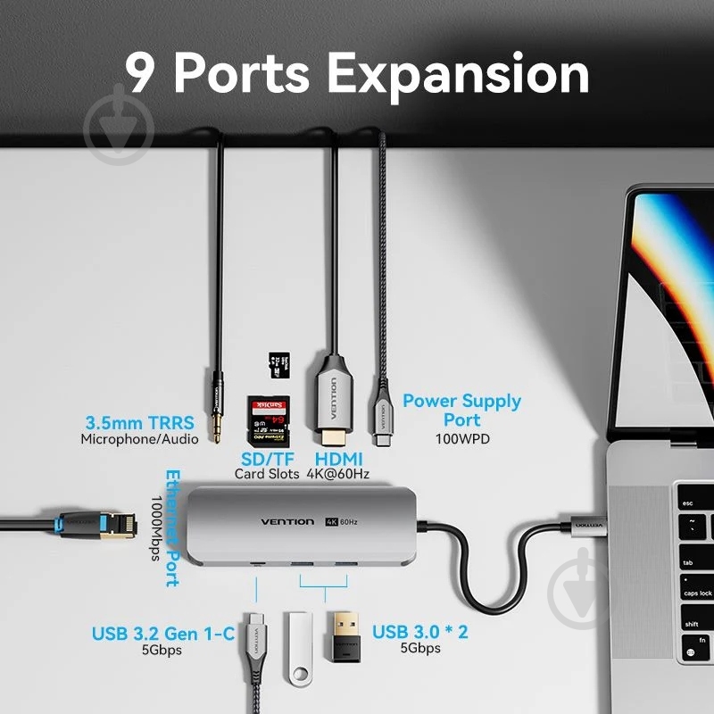 Док-станция Vention silver (TQMHB) - фото 5 Док-станция Vention silver (TQMHB) - фото 5