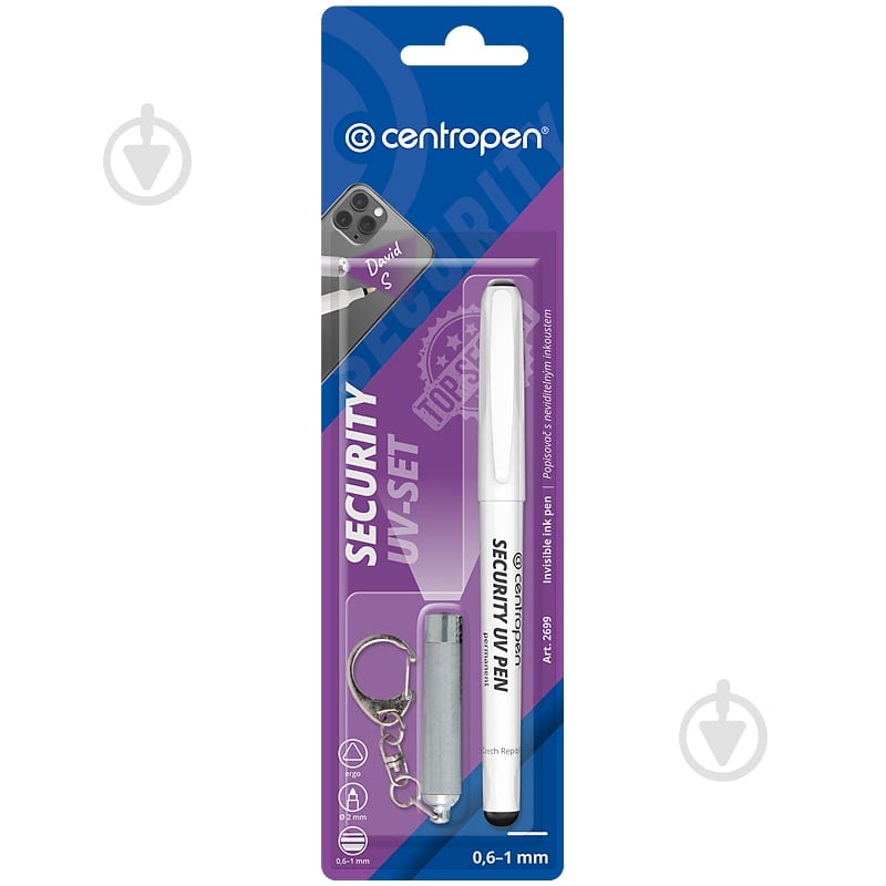 Маркер Centropen Security UV-ZPen с фонариком прозрачный 2699/1/BL - фото 1