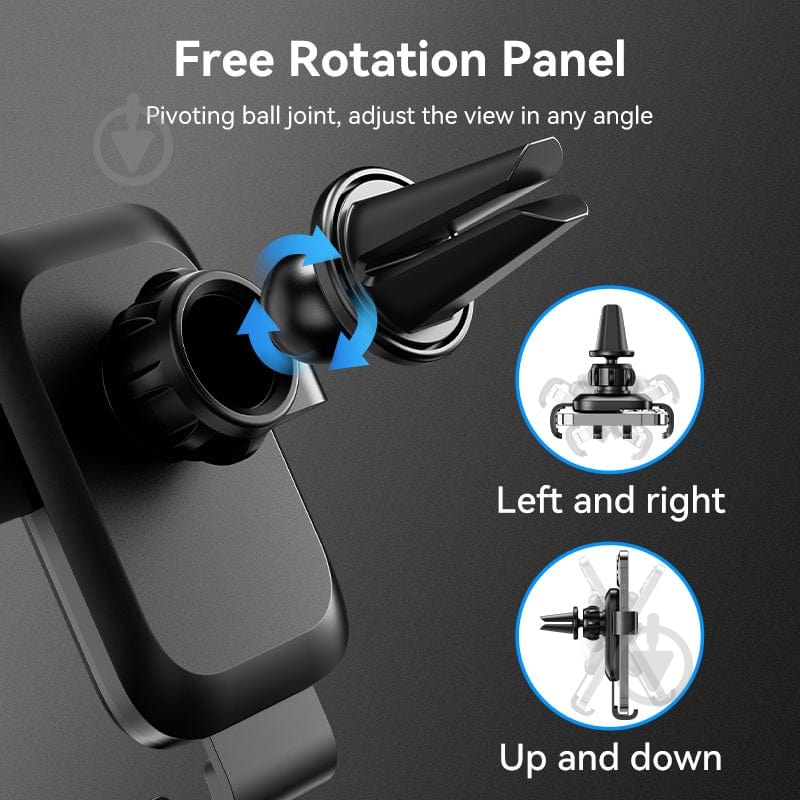 Держатель для смартфона Vention Gravity Duckbill clip черный - фото 6 Держатель для смартфона Vention Gravity Duckbill clip черный - фото 6