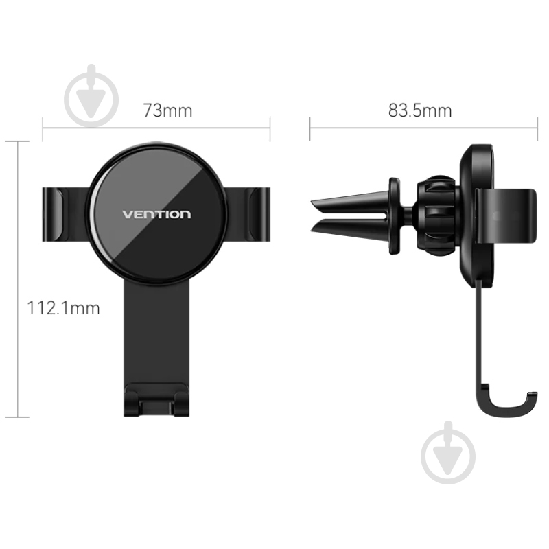 Держатель для смартфона Vention Gravity Duckbill clip Disc черный - фото 2 Держатель для смартфона Vention Gravity Duckbill clip Disc черный - фото 2