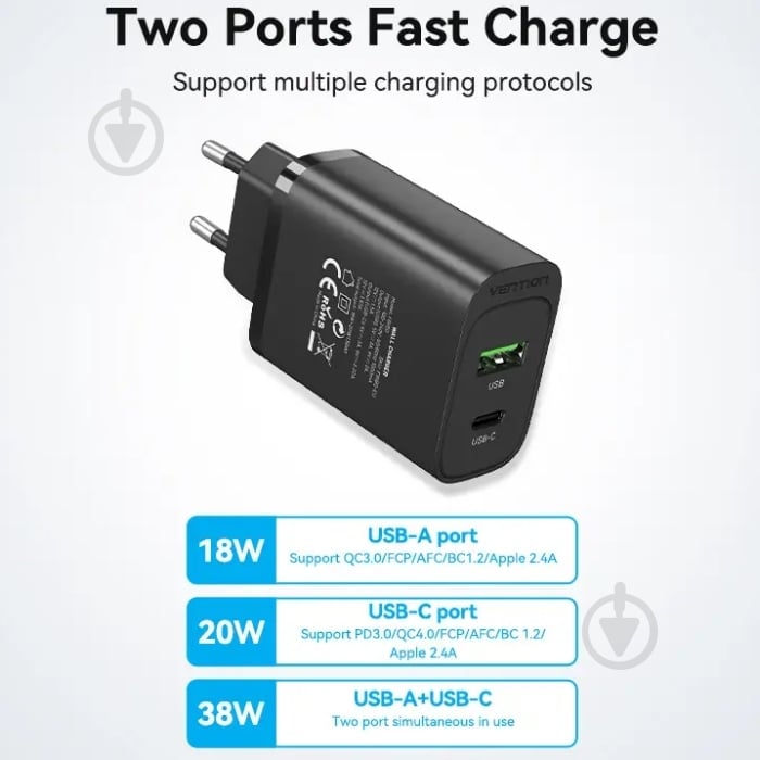 Зарядное устройство Vention FBIB0-EU - фото 3 Зарядное устройство Vention FBIB0-EU - фото 3