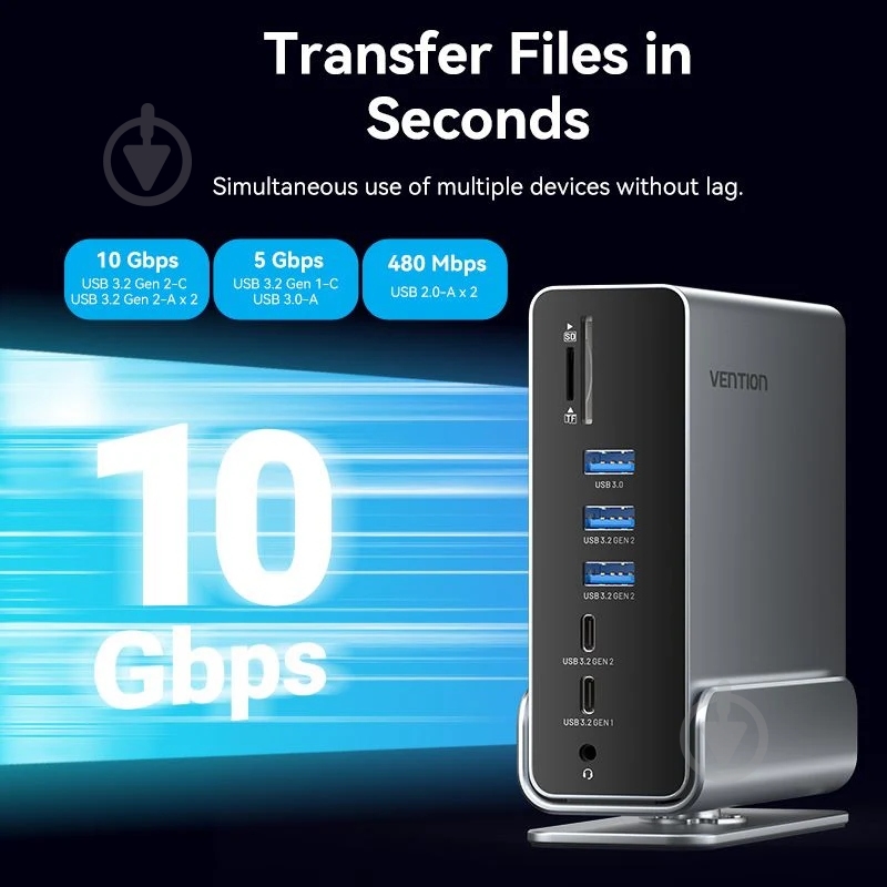 Док-станция Vention dark grey (TPUH0) - фото 11 Док-станция Vention dark grey (TPUH0) - фото 11