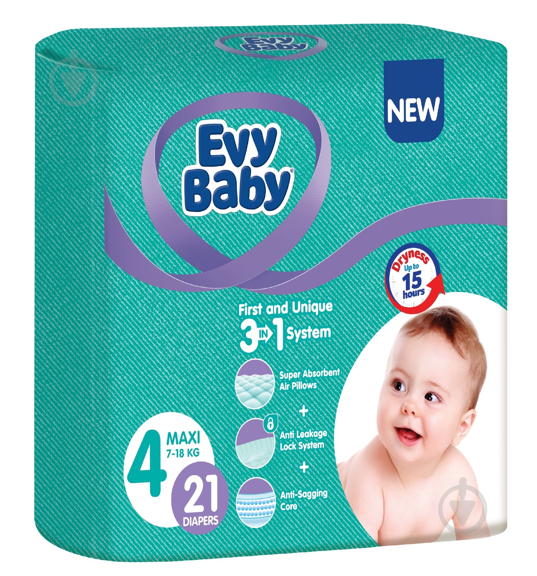 Підгузки Evy Baby Maxi 4 7-18 кг 21 шт. - фото 1