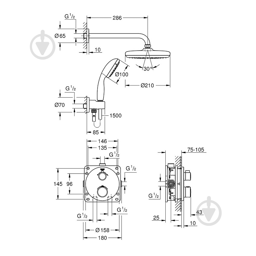 Душевая система Grohe Precision Trend Vitalio Start 210 - фото 2