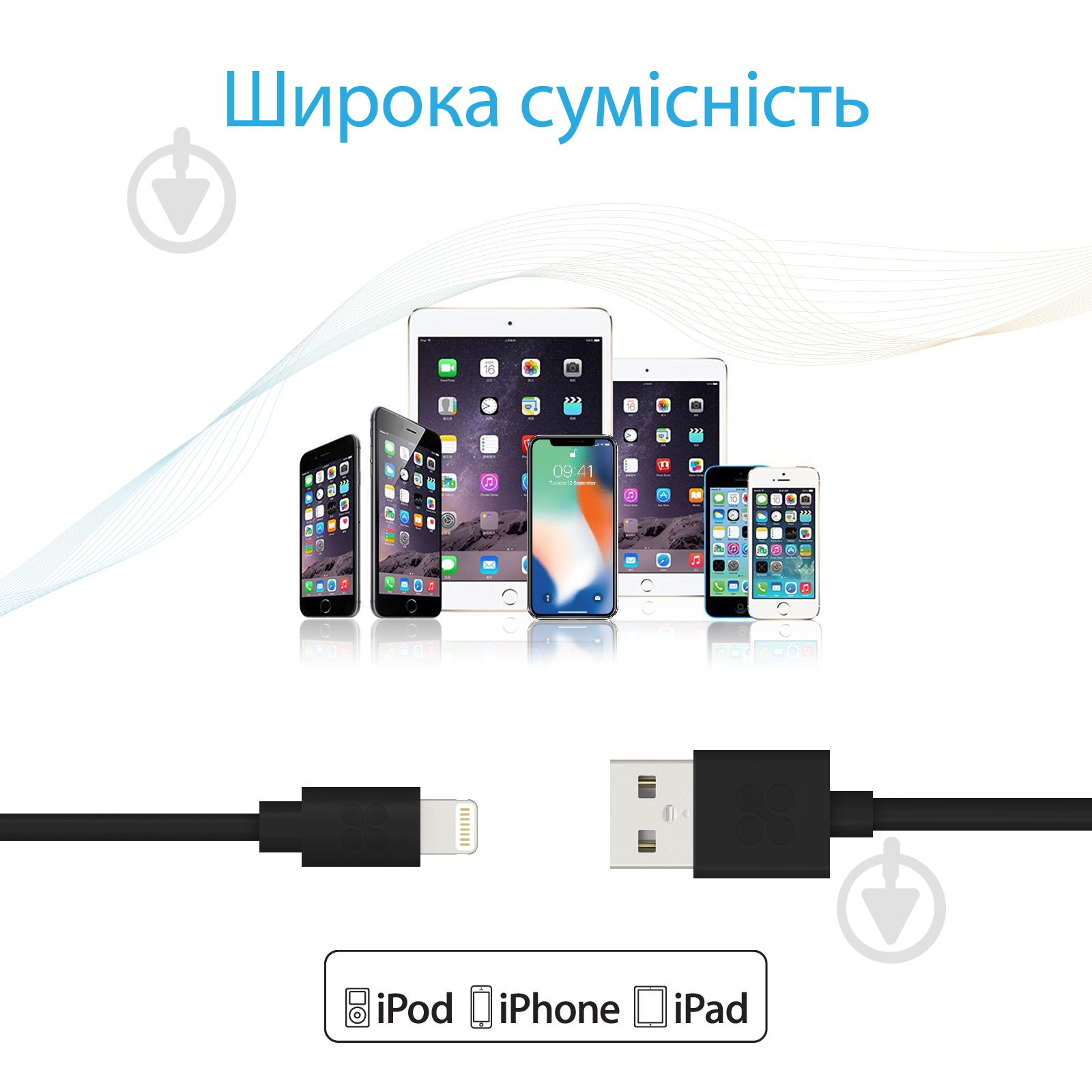 Кабель Promate LinkMate-LT Lightning-USB 1,2 м черный (linkmate-lt.black) - фото 3