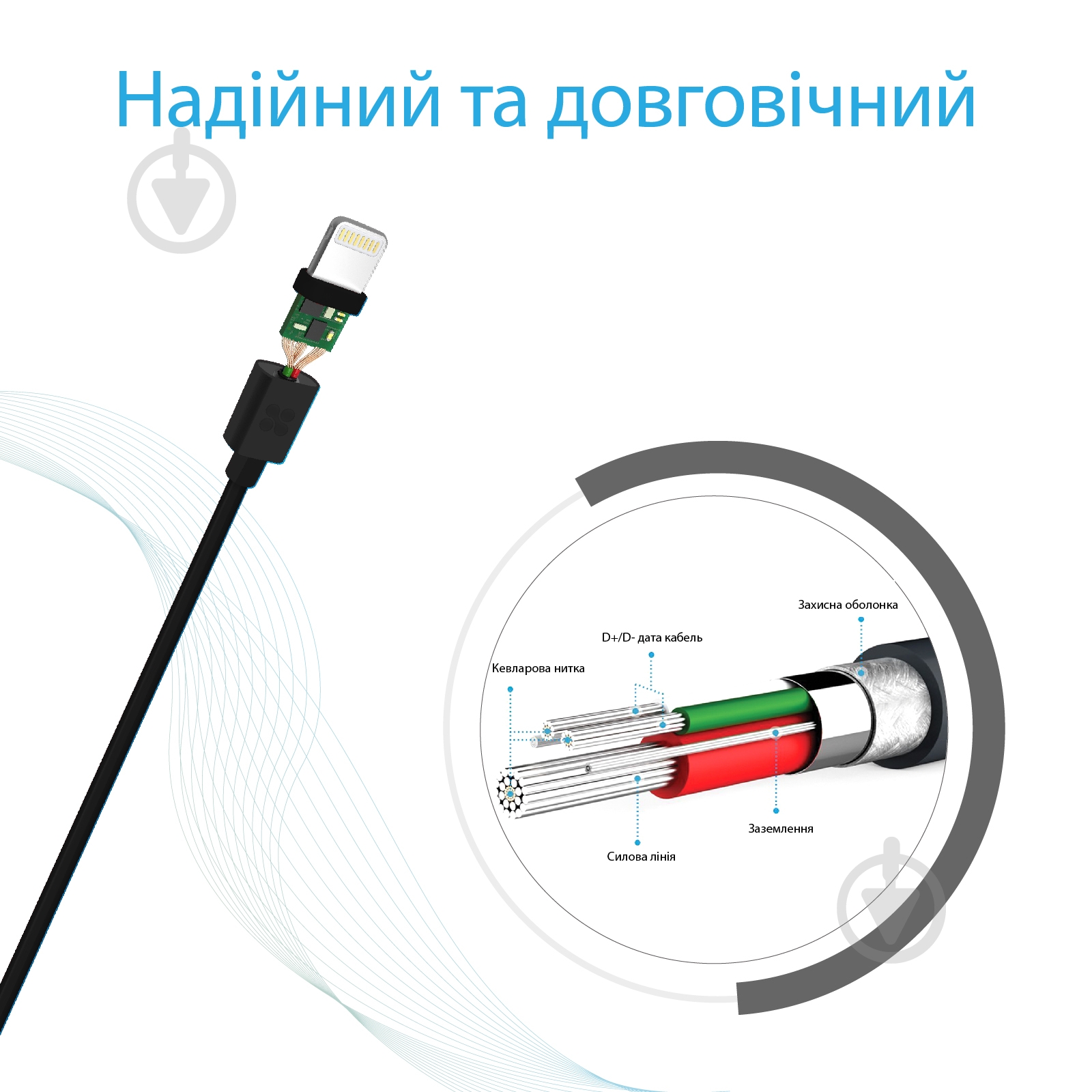 Кабель Promate LinkMate-LT Lightning-USB 1,2 м черный (linkmate-lt.black) - фото 6