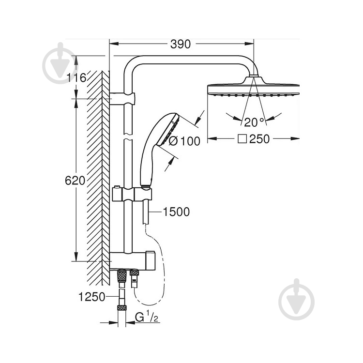 Душевая система Grohe VITALIO START SYSTEM 250 CUBE - фото 5