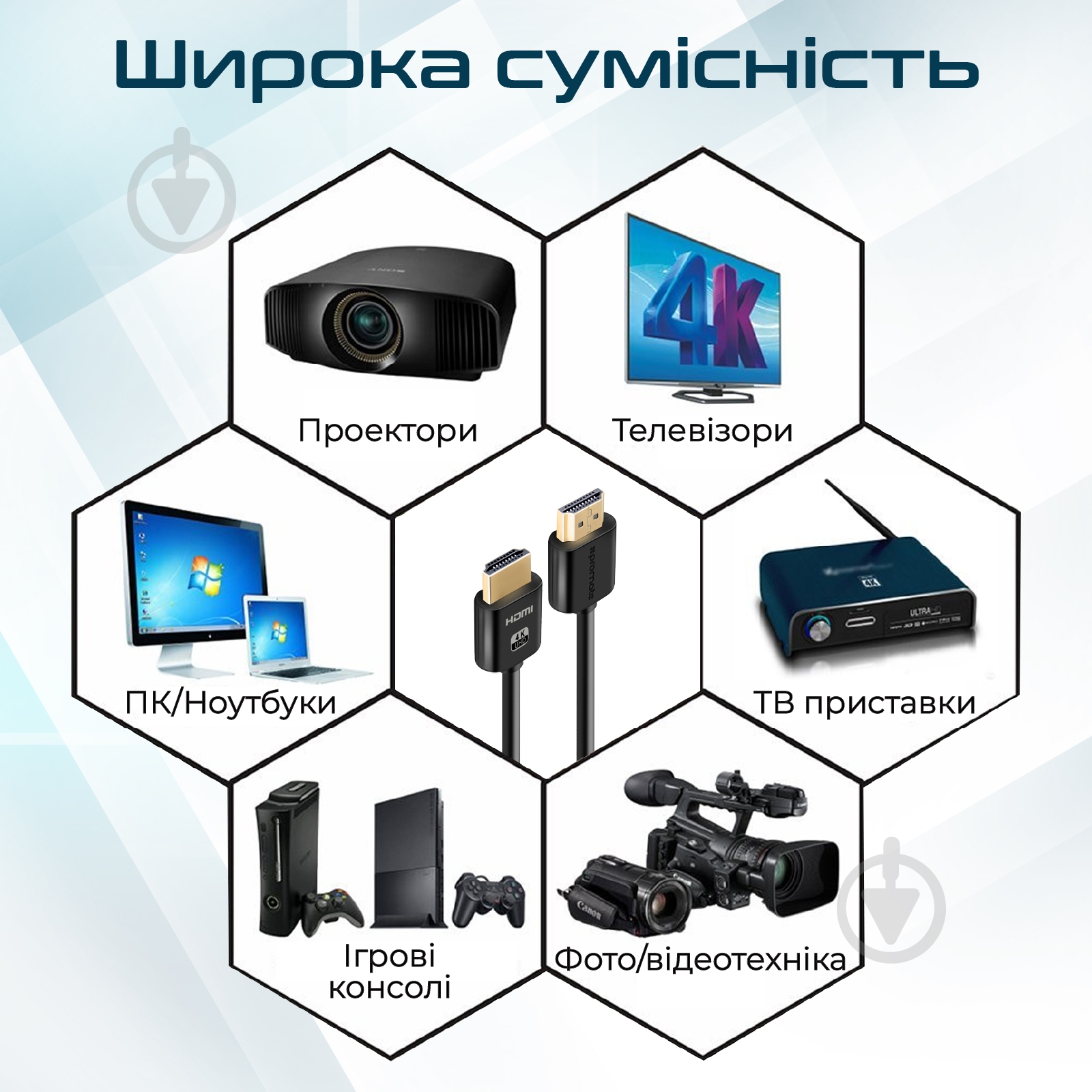 Кабель Promate proLink4K2-300 HDMI - HDMI v.2.0 3 м черный (prolink4k2-300.black) - фото 6