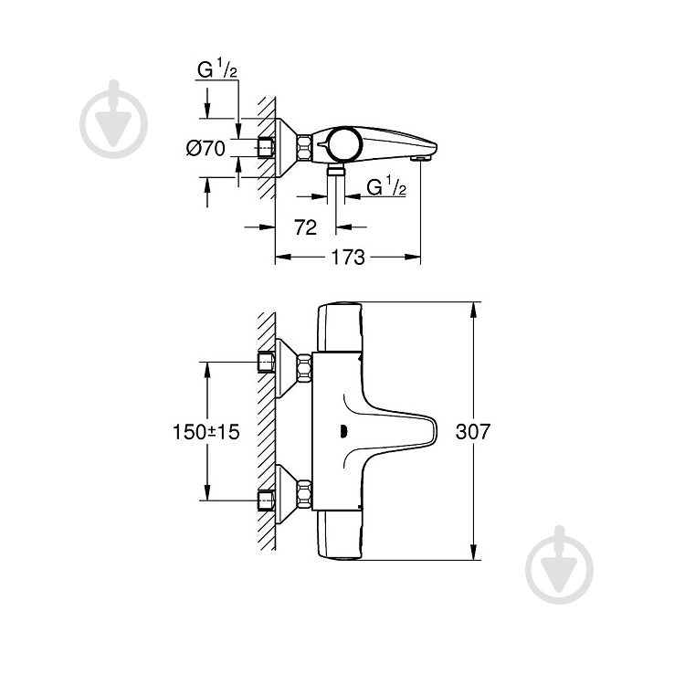 Термостат Grohe Precision Trend для ванны 34227002 - фото 2 Термостат Grohe Precision Trend для ванны 34227002 - фото 2