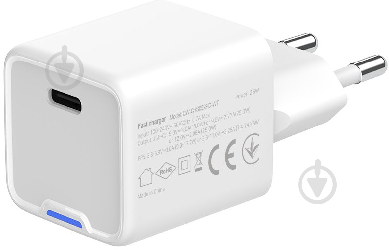 Сетевое зарядное устройство ColorWay GaN Mini 25W PD USB-C white - фото 4 Сетевое зарядное устройство ColorWay GaN Mini 25W PD USB-C white - фото 4