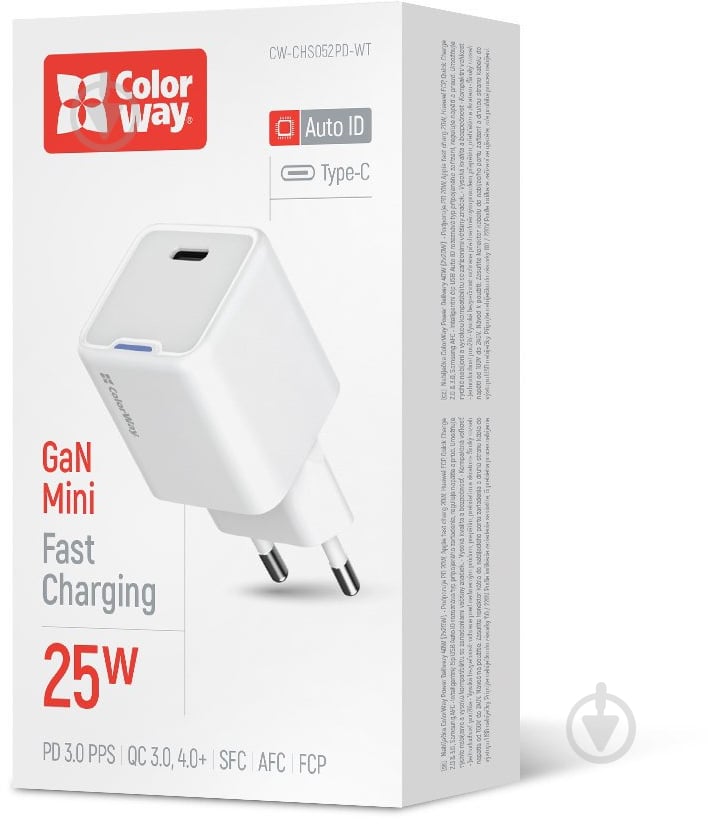 Сетевое зарядное устройство ColorWay GaN Mini 25W PD USB-C white - фото 13 Сетевое зарядное устройство ColorWay GaN Mini 25W PD USB-C white - фото 13