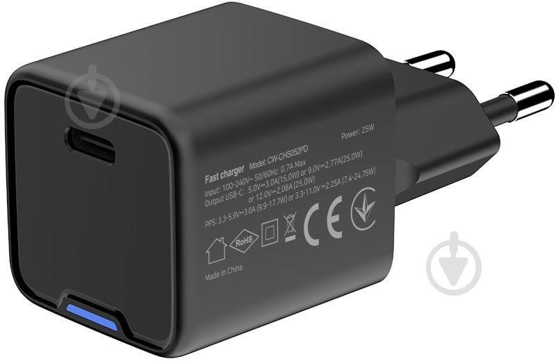 Мережевий зарядний пристрій ColorWay GaN Mini 25W PD USB-C black - фото 2 Мережевий зарядний пристрій ColorWay GaN Mini 25W PD USB-C black - фото 2